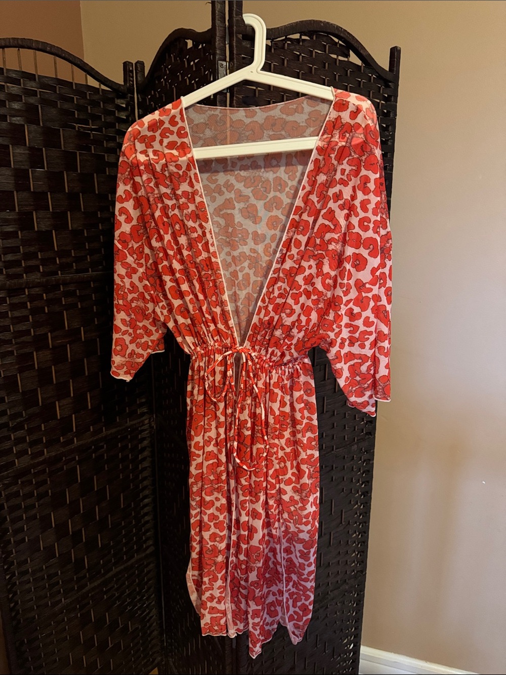 Red Patterned Women’s Drawstring Dress